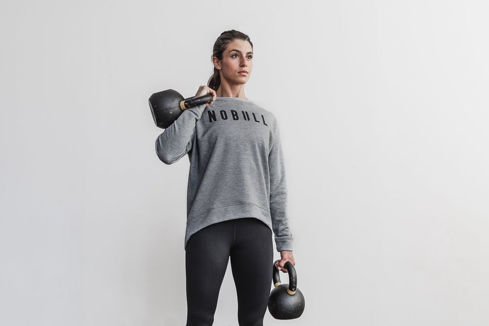 NOBULL Women's Crew Sweatshirts - Heather Grey - Ireland (2695DLKMC)